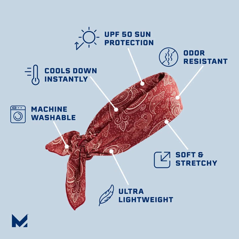 MISSION Cooling Bandana, Red Paisley - Lightweight & Breathable - Cools Up to 2 Hours - UPF 50 Sun Protection - Machine Washable - Image 2